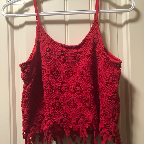 Rue 21 red crochet crop top - Picture 1 of 2